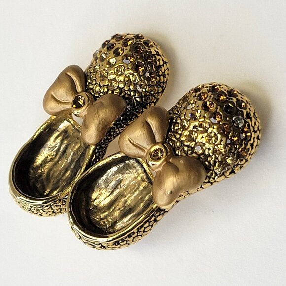 Gold Shoes Sandals Brooch - Picture 3 of 12